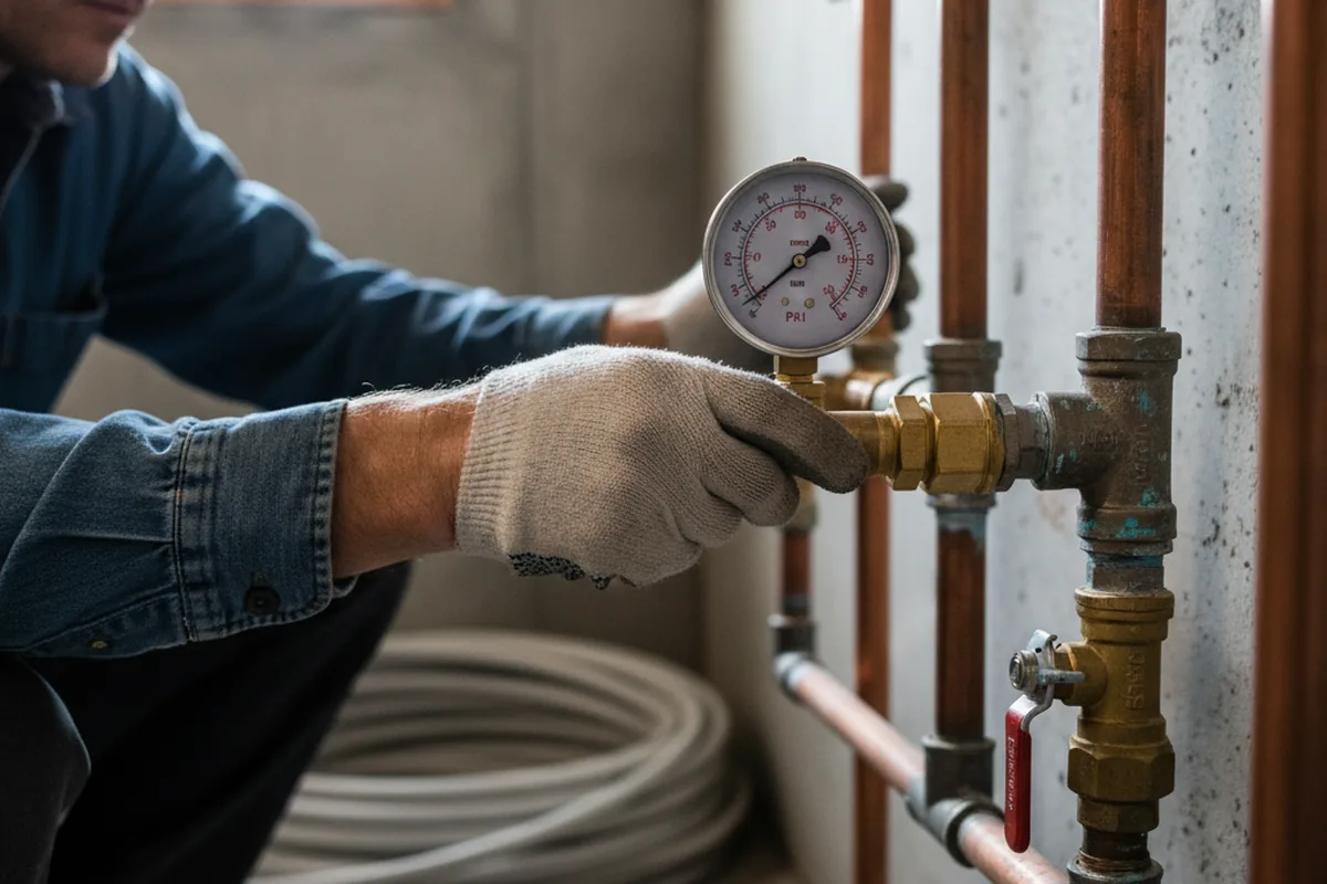 Pressure testing a repaired line during Water Line Repair in Fallbrook